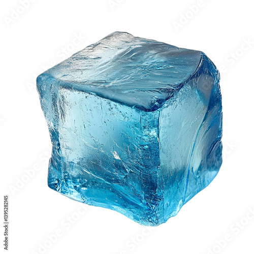 A Stunning Blue Ice Cube Glistening Refreshing Cold