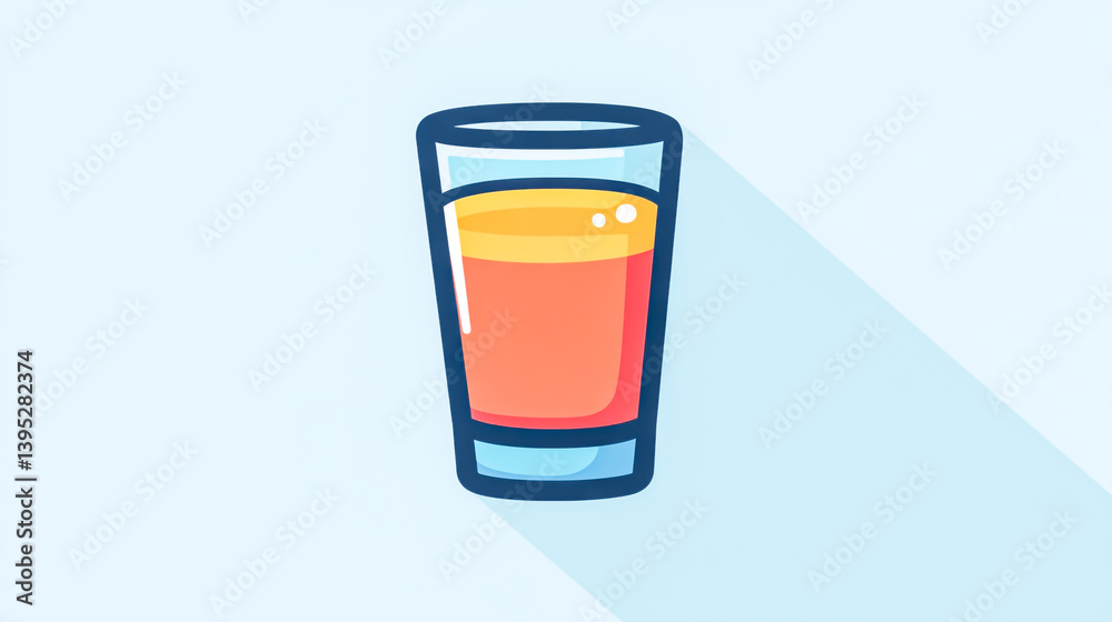 Obraz premium Icon of a glass of water or smoothie, featuring a refreshing drink with vibrant colors and a clean, simple design