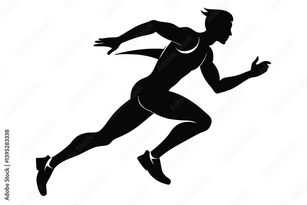 Silhouette of a Muscular Man Sprinting Rapidly with Determination Silhouette of a Muscular Man Sprinting Rapidly with Determination