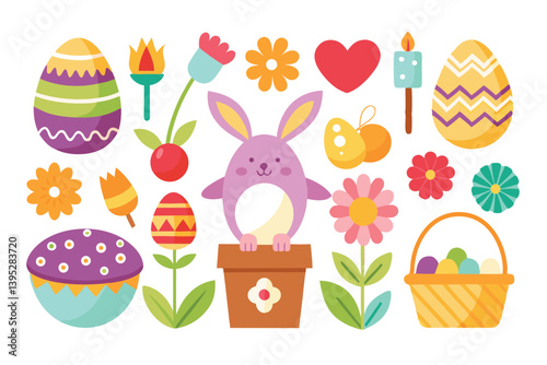 Easter day icons vector illustration elements
