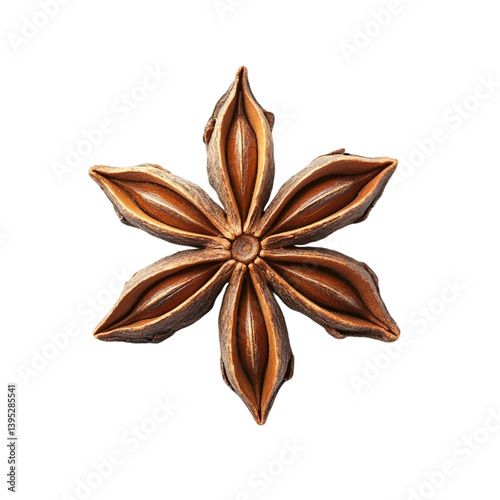 Aromatic star anise spice detailed view warm brown tones
