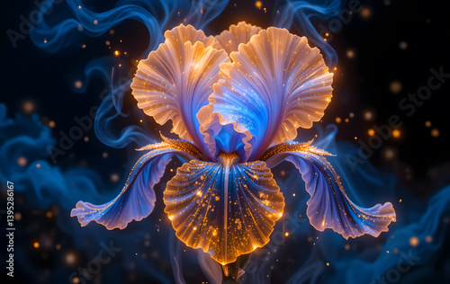 orange flower on blue