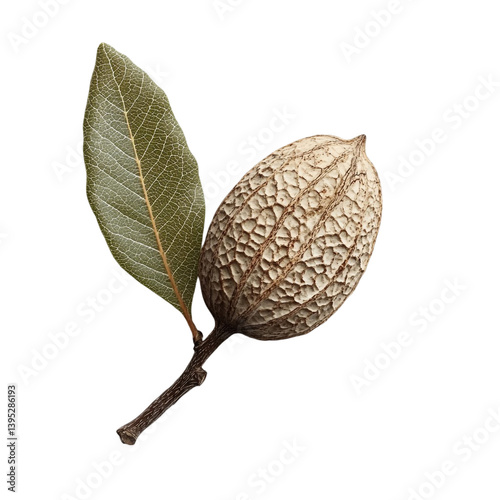 Dried seed pod with leaf delicate beauty of nature