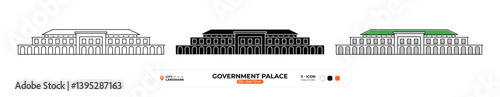 Government Palace Line Icon. Dili, East Timor, Landmark, Silhouette, Color Vector, Editable Stroke.