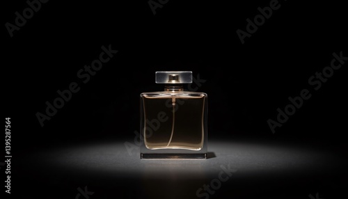 Perfume bottle on black background
