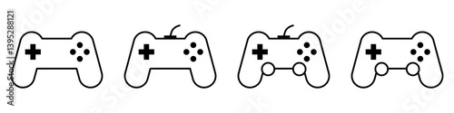 Gaming Controller Icon Vector Set. Game console Vector Icon in line style design. Symbol of Gamepad. Vector illustration.