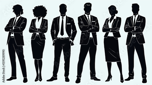 Professional Business Team Silhouettes: Leadership in Corporate Attire
