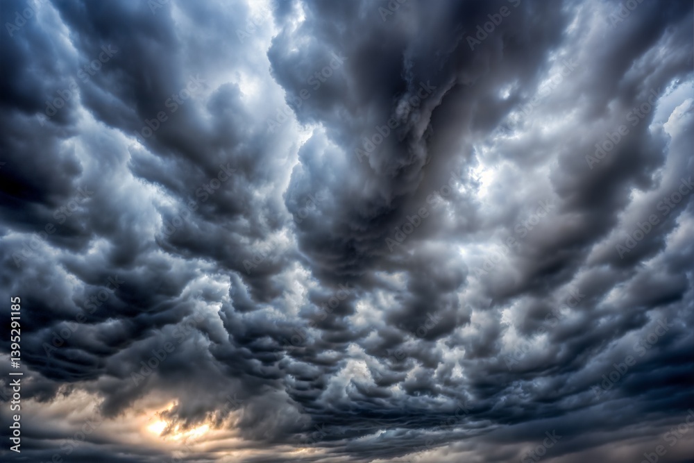 Obraz premium Dark storm sky texture with dramatic clouds and light break