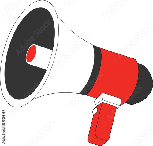 Hand speaker megaphone, speaker, bullhorn, communication, 3d, loudspeaker, sound, announcement, voice, news, loud, icon, announce, red, message, talk, speech, 