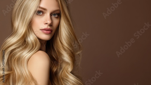 a beautiful blonde woman with long, wavy hair