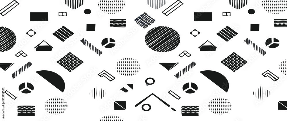 seamless pattern with black and white elements vector art design
