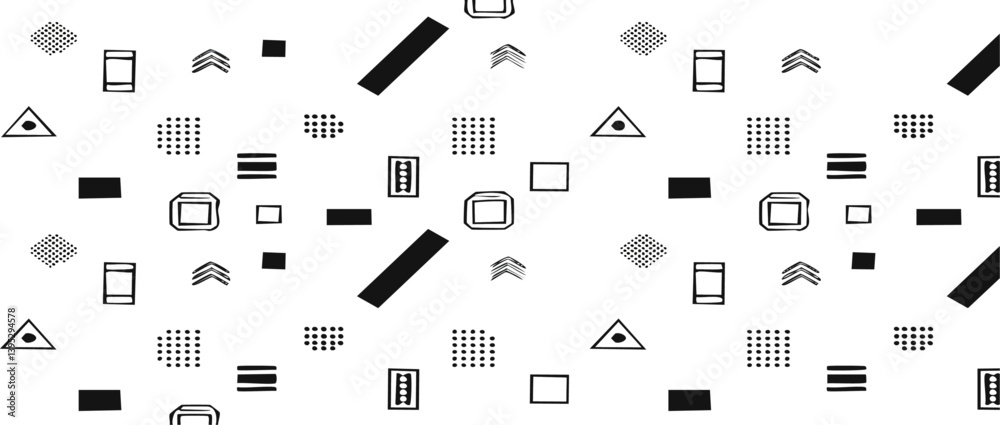 seamless pattern with black and white elements vector art design icon