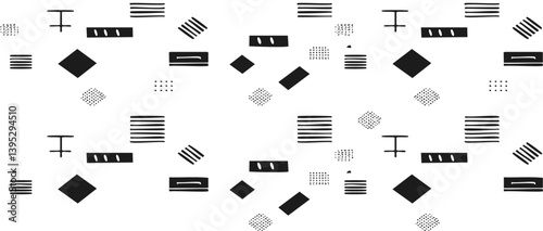 Obraz na płótnie set of seamless pattern with black and white elements vector art design w salonie