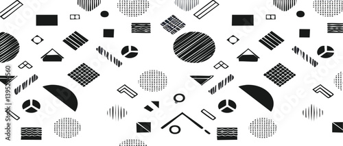 Obraz na płótnie seamless pattern with black and white elements vector art design w salonie