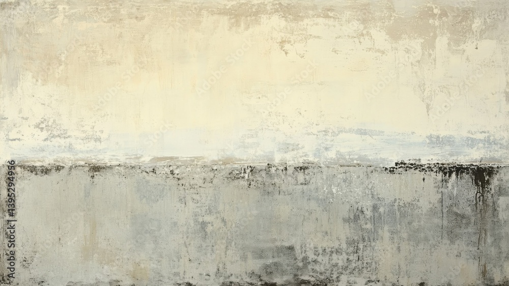 Fototapeta premium Abstract painting with neutral tones; beige and grey textures.