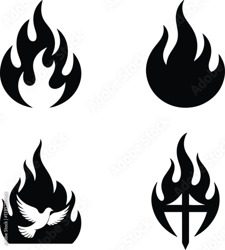 set of fire icons design