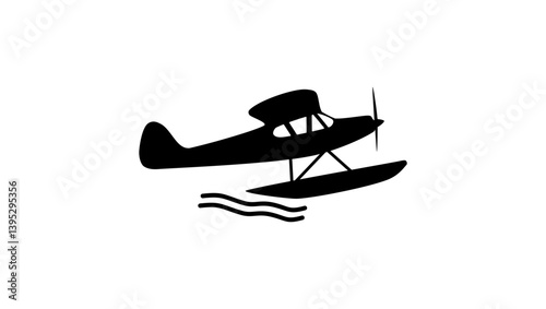 Tableau sur toile Floatplane symbol, black isolated silhouette