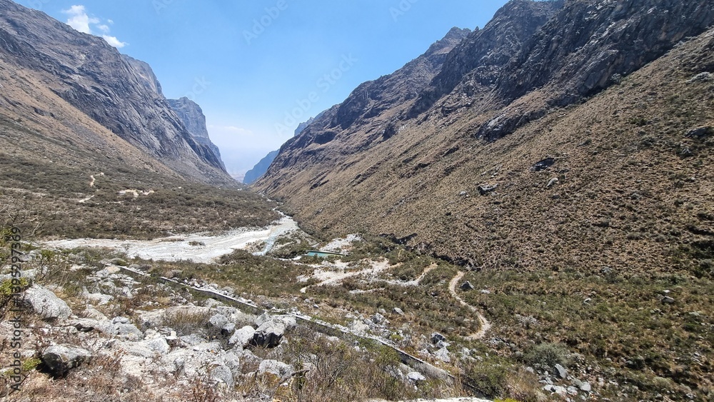 Fototapeta premium River Meandering in a Valley, Cordillera Blanca, Peru