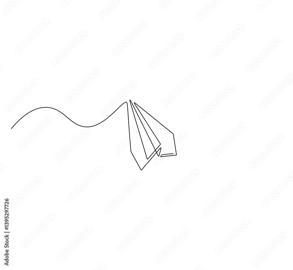 Paper plane outline drawing illustration. Continuous line draw of airplane vector. Paper plane outline drawing illustration. Continuous line draw of airplane vector.