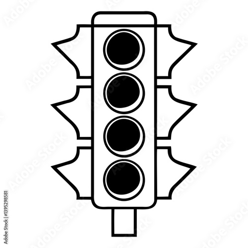 Minimal Traffic Light Silhouette Vector Perfect on Transparent Background