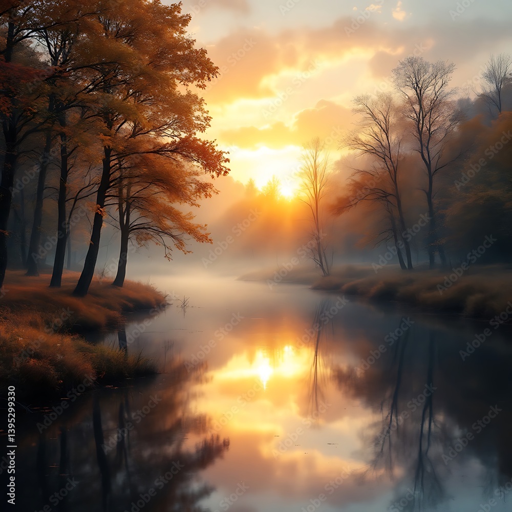 Fototapeta premium sunrise over the river