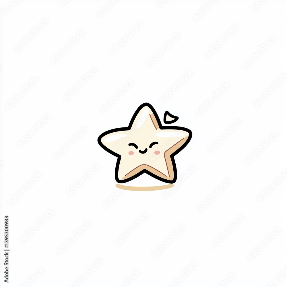 Cute Cartoon Star Character with a Happy Expression