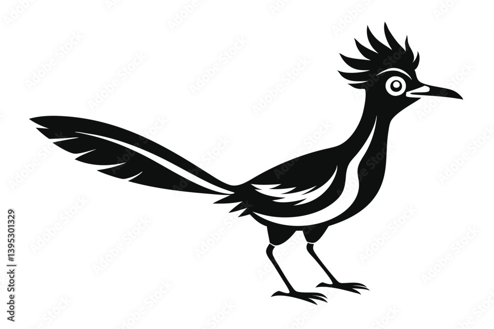 Obraz premium Roadrunner Bird Isolated, Monochrome, Cartoon Animal 