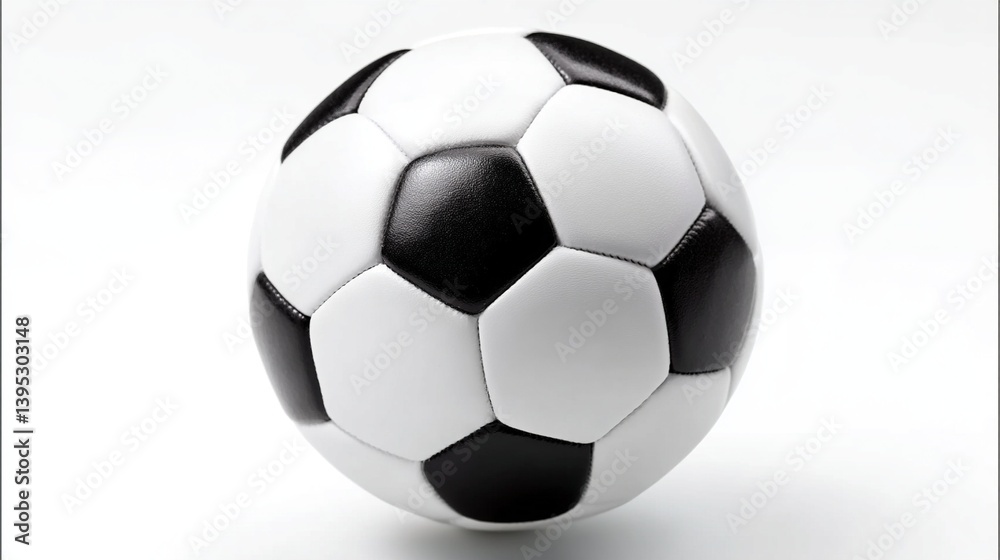 Naklejka premium Soccer Ball on White Background, High-Resolution Photograph, Professional-Quality Image, Detailed and Sharply Focused, Magazine-Style Photography