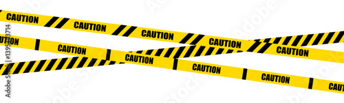 caution warning tape set: designed for industrial safety, roadwork, construction, and hazard zones. Vector illustration	