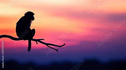 silhouette monkey sunset
