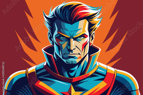 Vivid Pop Art Superhero Portrait with Determined Expression and Strong Colors