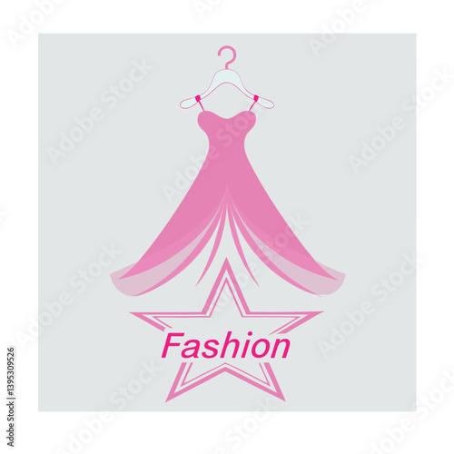 Elegant pink bridal gown silhouette vector illustration for a beautiful wedding invitation card design.