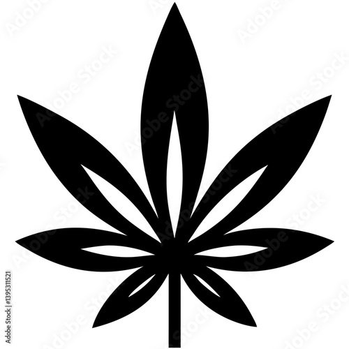 Black Cannabis Leaf Illustration  