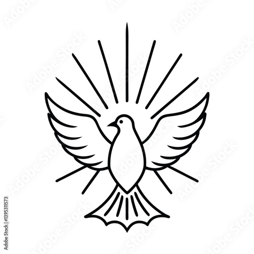 Large Dove with Rays of Light and Fire