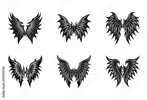 Wings of Good and Evil Vector Clipart – Angelic and demonic designs in one giant pack, made for digital artists, creators, and tattoo enthusiasts.