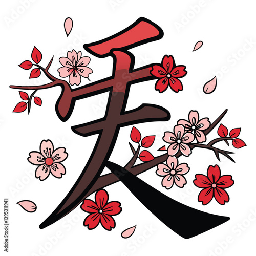 Create a bold, stylized vector graphic of a Kanji symbol, emphasizing strong, impactful strokes and a modern aesthetic.