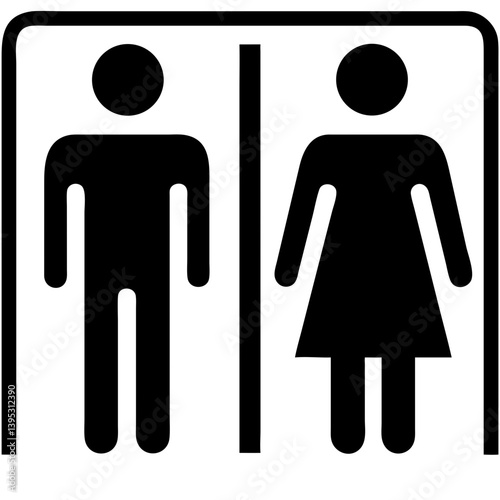 Gender Symbols for Restroom Signage in Minimalist Style  