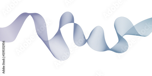 blue ribbon on white background.  radiant lines, endless curves, mixed hues, suspended in quiet motion. colorful blending wave. 