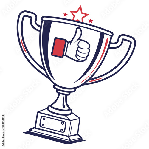 Trophy with Thumbs Up Symbol Success Icon Vector