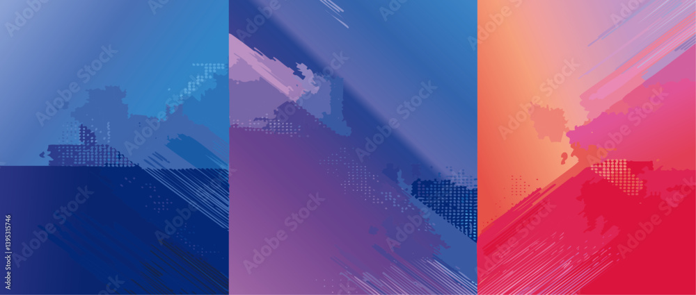 abstract background Set with colorful halftone pattern vector design