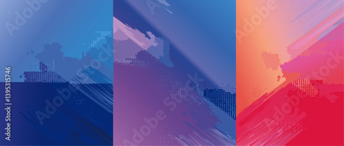 Obraz na płótnie abstract background Set with colorful halftone pattern vector design w salonie