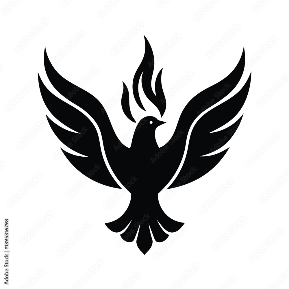 Obraz premium Simple Outline of a Dove with Three Flames
