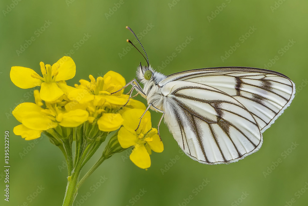 Naklejka premium Beautiful butterfly, bee butterfly on flower, spring butterfly