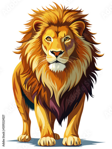 Lion full color  , realistic , white background