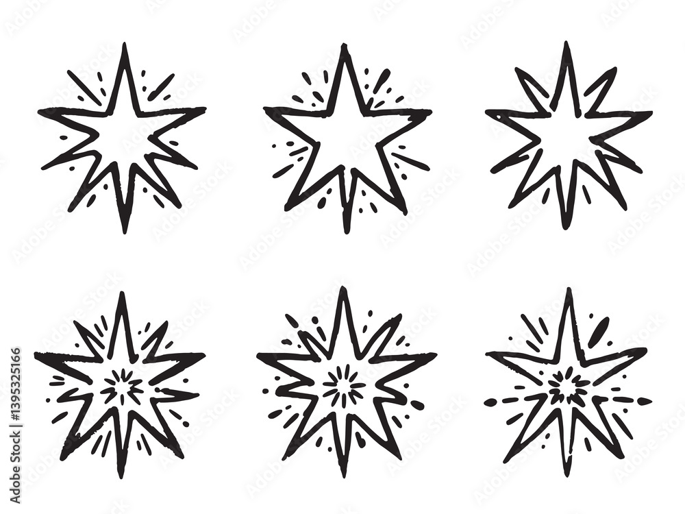 Obraz premium Blazing Star line art filled with magic and cosmic dreams 