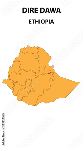 Bilde på lerret Dire Dawa Map is highlighted on the Ethiopia with detailed state and region outlines