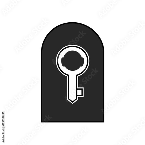 Lock with a keyhole design on a two-tone minimalist background