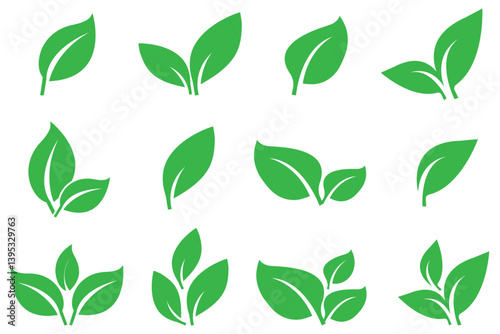 Leaf icons set ecology nature element, green leafs icon set. environment and nature eco sign. Fill Leaves icon isolated background. Collection of green leaf. Elements design for natural, eco design.