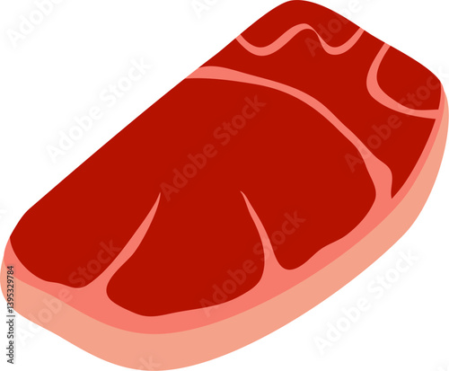 Isometric Illustration of a Raw Steak, Marbling Detail for Idul Adha Celebration