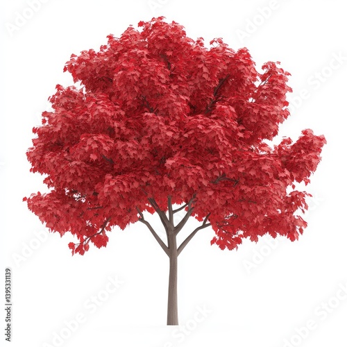 Red Autumn Tree Isolated